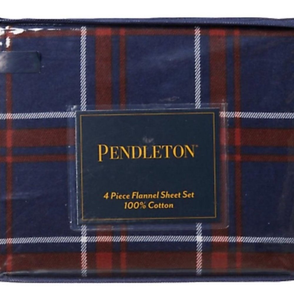 PENDLETON Porter Classic Tartan Plaid Flannel Queen Sheet Set - Picture 2 of 3
